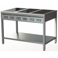 Индукционная плита ПИН-6-1200х700х850-П-21,0 | 6 конфорок, 21 кВт, 380В | BU HORECA