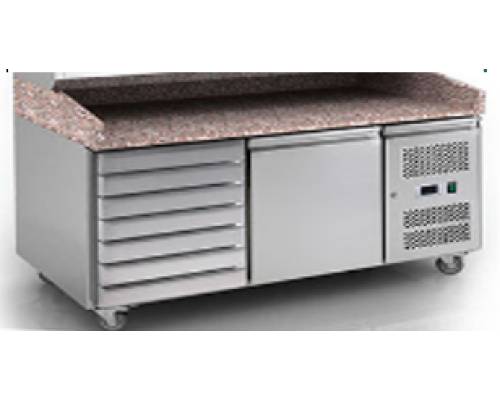 Стіл холодильний для піци (Саладетта) | Граніт, 1 двері + касетниця, +2°...+8°C, 390 л | BU Horeca