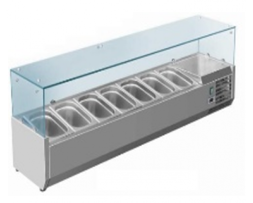 Вітрина для топінгу 2000 мм | Професійна, 10хGN 1/4, +0°...+10°C, 120 Вт | BU Horeca