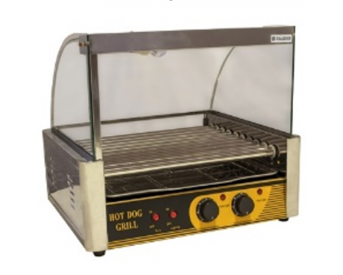 Гриль роликовий зі склом та дверима | Професійний, 10 роликів, 460 мм, 1.5 кВт | BU Horeca