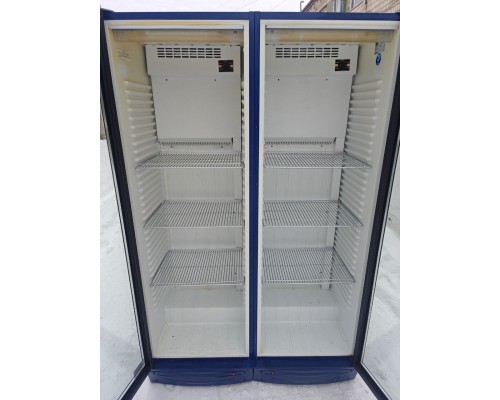 Шафа холодильна 2 двері скло Frigoglass s 514  | Професійна, +2°...+10°C, нержавіюча сталь | BU HORECA