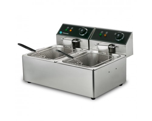 Фритюрниця HURAKAN HKN-FT66N | Подвійна, 6+6 л, Нержавіюча сталь | BU HORECA