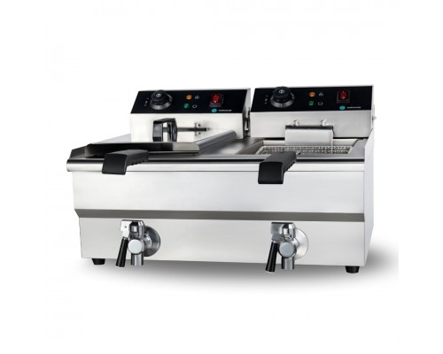 Фритюрниця HURAKAN HKN-FT1010N | Подвійна, 10+10 л, З кранами | BU HORECA