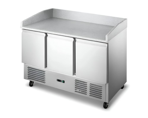 Стіл холодильний для піци HURAKAN HKN-GXPZ3GR | 3-дверний, Гранітна стільниця, Нижня агрегат | BU HORECA