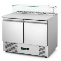 Саладета Hurakan HKN-GXSD2GN-GC 2-х дверна з гранітною поверхнею і склом