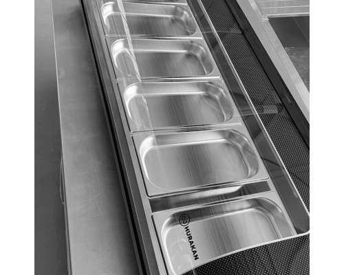 Вітрина холодильна для суші HURAKAN HKN-VRS62L | Чорна, 6xGN 1/3, 1500мм | BU HORECA