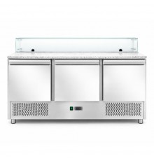 Саладета Hurakan HKN-PZLGV3S 3-х дверна з гранітною поверхнею і склом