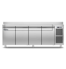 Холодильний стіл Saladette GN | 4 двері, 599 л, -2°...+8°C, зі стільницею та бортом, H 710 мм | BU HORECA