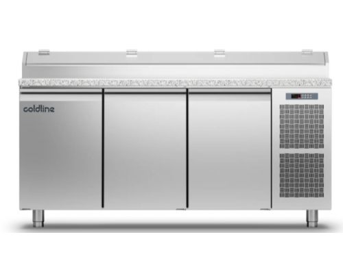 Холодильний стіл Prep-station GN1/1 | 3 двері, 440 л, -2°...+8°C, гранітна стільниця GN1/3, H 710 мм | BU HORECA