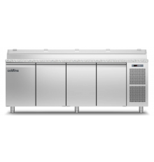 Холодильний стіл Prep-station GN1/1 | 4 двері, 649 л, -2°...+8°C, гранітна стільниця GN1/3, H 760 мм | BU HORECA