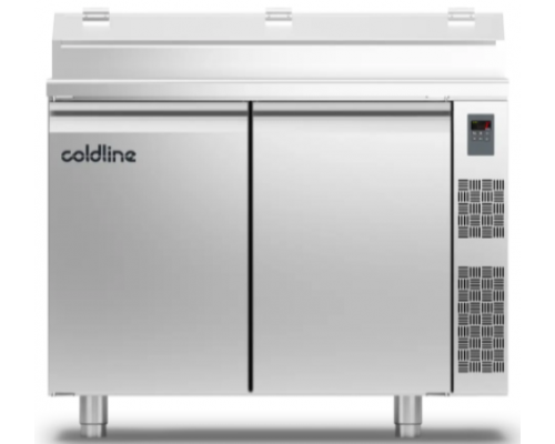 Холодильний стіл Prep-station GN1/1 | 2 двері, 280 л, -2°...+8°C, нержавіюча стільниця GN1/3, H 710 мм, під виносний холод | BU HORECA