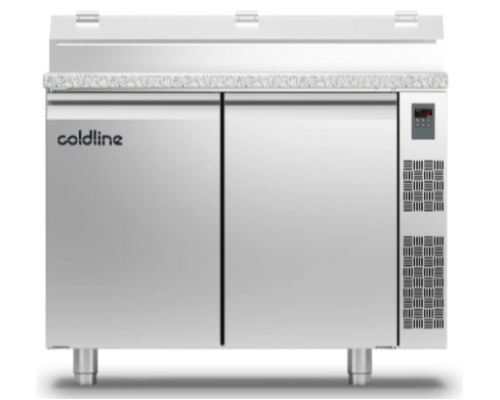 Холодильний стіл Prep-station GN1/1 | 2 двері, 303 л, -2°...+8°C, гранітна стільниця GN1/3, H 760 мм, під виносний холод | BU HORECA