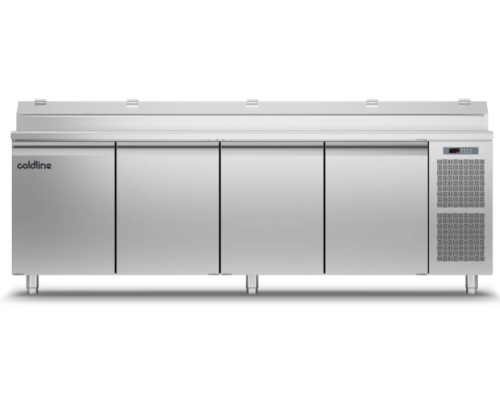 Холодильний стіл Prep-station EN60x40 | 4 двері, 825 л, -2°...+8°C, нержавіюча стільниця GN1/3, H 710 мм | BU HORECA