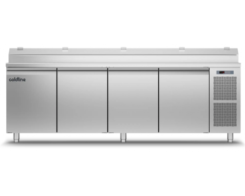 Холодильний стіл Prep-station EN60x40 | 4 двері, 894 л, -2°...+8°C, нержавіюча стільниця GN1/3, H 760 мм | BU HORECA