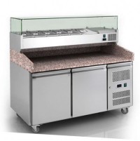 Холодильный стол Gooder PZ2600TN | Для пиццы, гранит, 2 двери, 151 см | BU HORECA