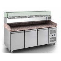 Холодильный стол Gooder PZ3600TN | Для пиццы, гранит, 3 двери, 202 см | BU HORECA